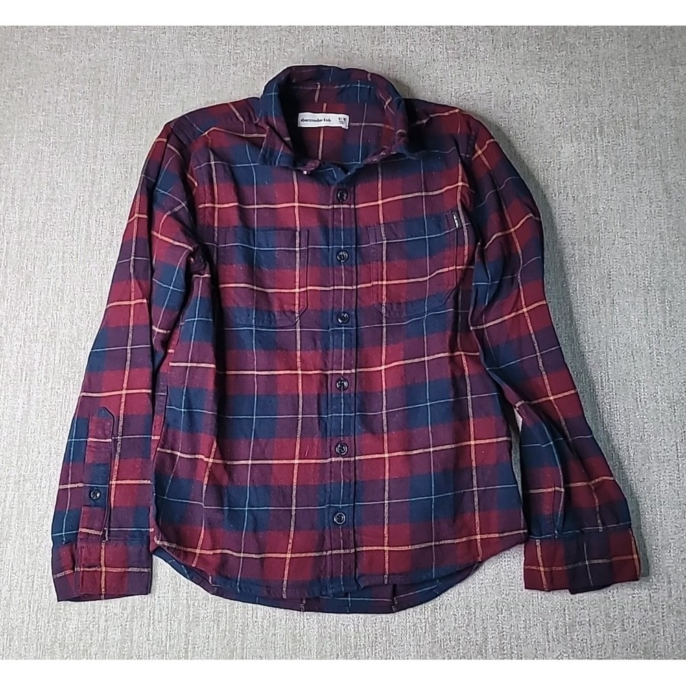 5 Abercrombie Kids Boys 9/10 Flannel Long Sleeve‎ Shirts Plaid & Sweatshirt EUC - Picture 11 of 15